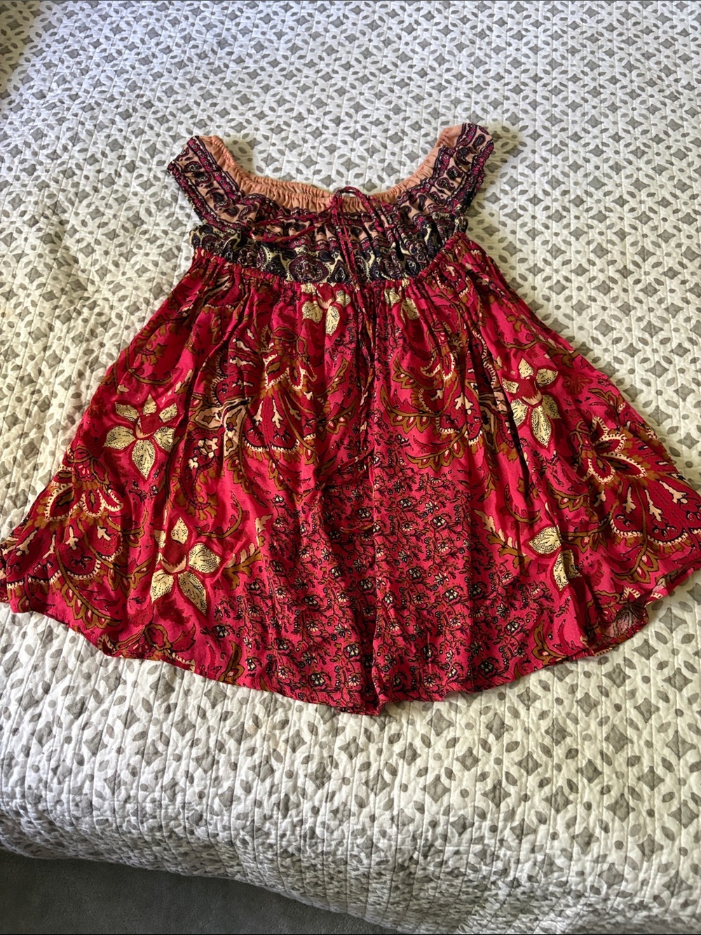 Free People Hot Pink Floral Off-Shoulder Tunic